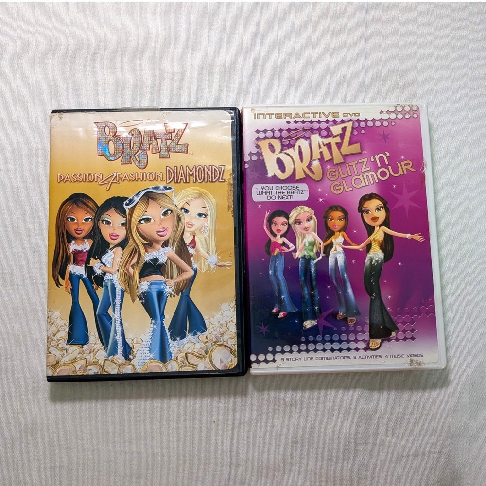Bratz 2 DVD Lot Kids Passion 4 Fashion Diamondz Glitz n Glamour Bundle